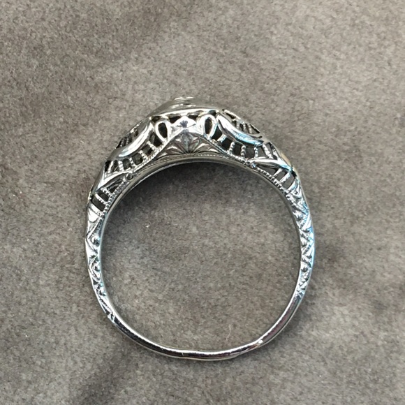 14k white gold filigree ring - Picture 7 of 15